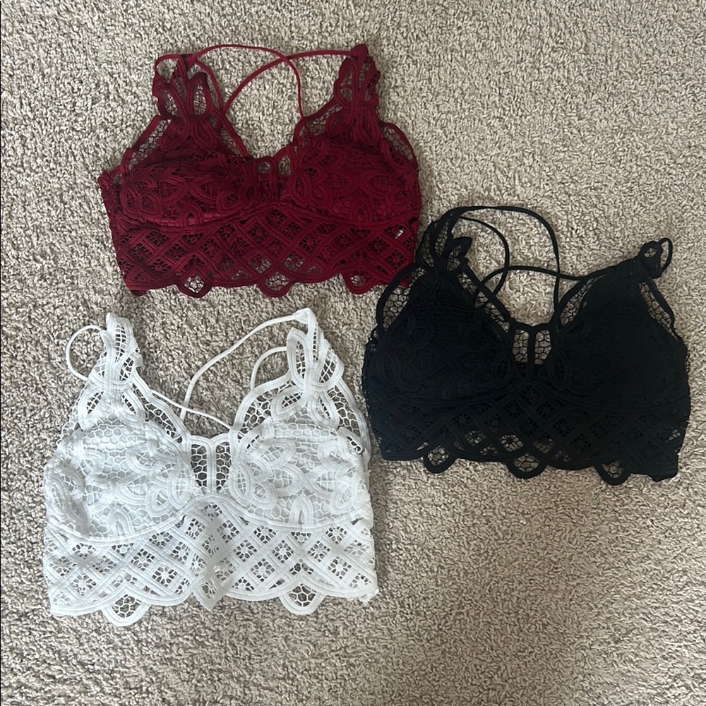 Lace Bandeau Set - Burgundy, White, Black